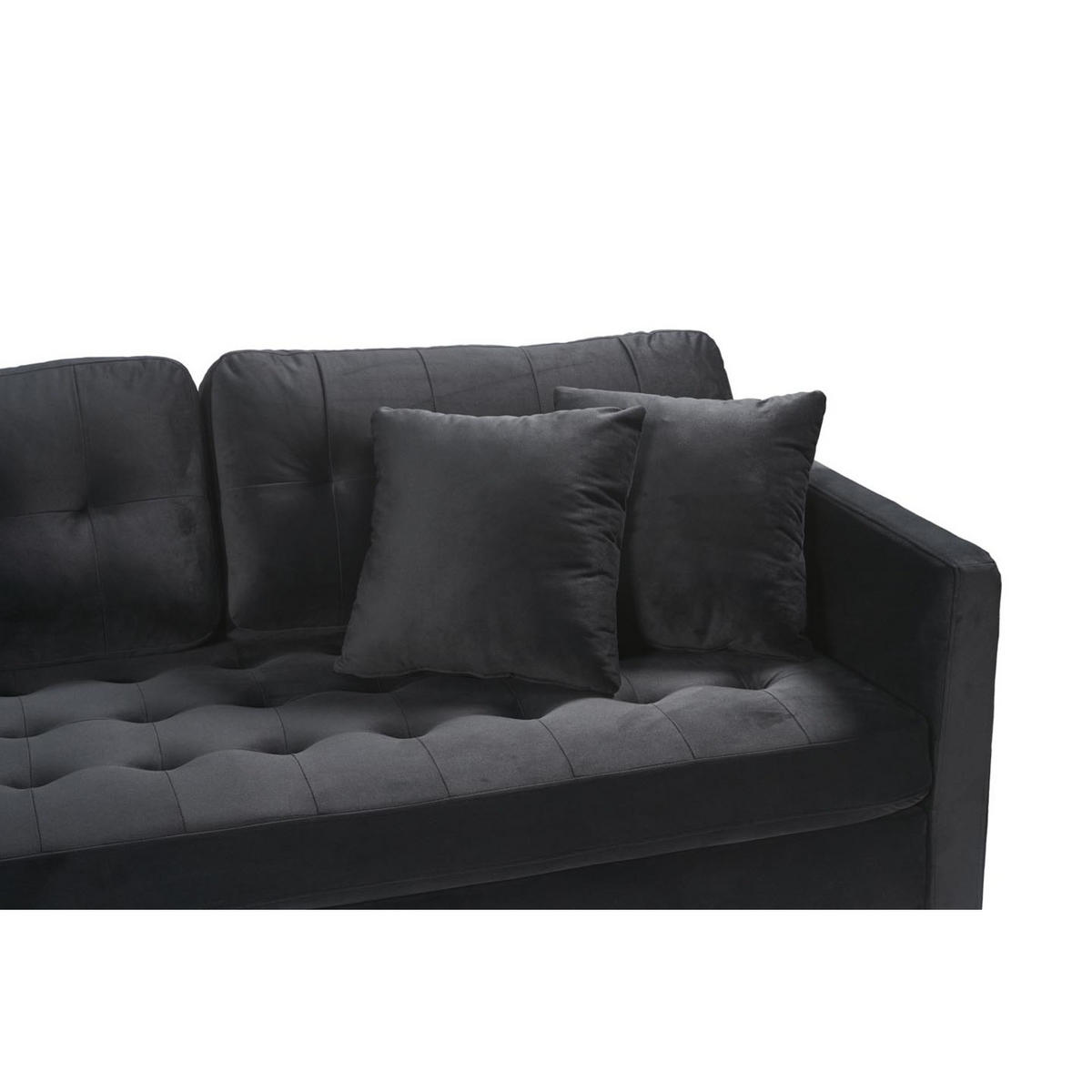 ECKSOFA Velours schwarz - Schwarz, Textil (290/177cm) - ebuy24