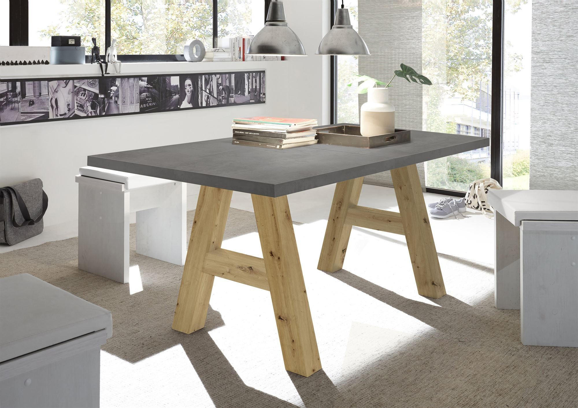 ESSTISCH ausziehbar Elia 1 140 x 90 x 75 Esszimmertisch Asteiche/Graphit - Grau, Holz (140/90/75cm) - 58aufmkessel