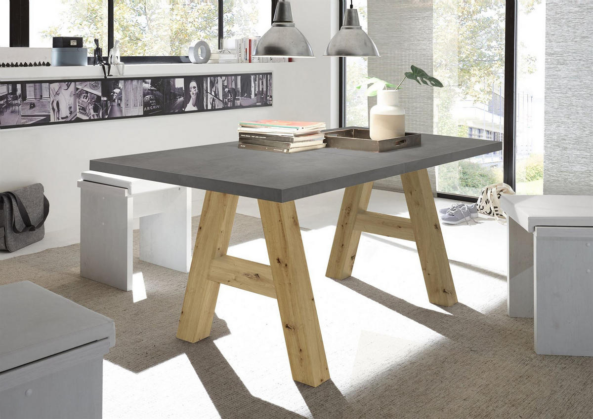 ESSTISCH ausziehbar Elia 1 160 x 90 x 75 Esszimmertisch Asteiche/Graphit - Grau, Holz (160/90/75cm) - 58aufmkessel