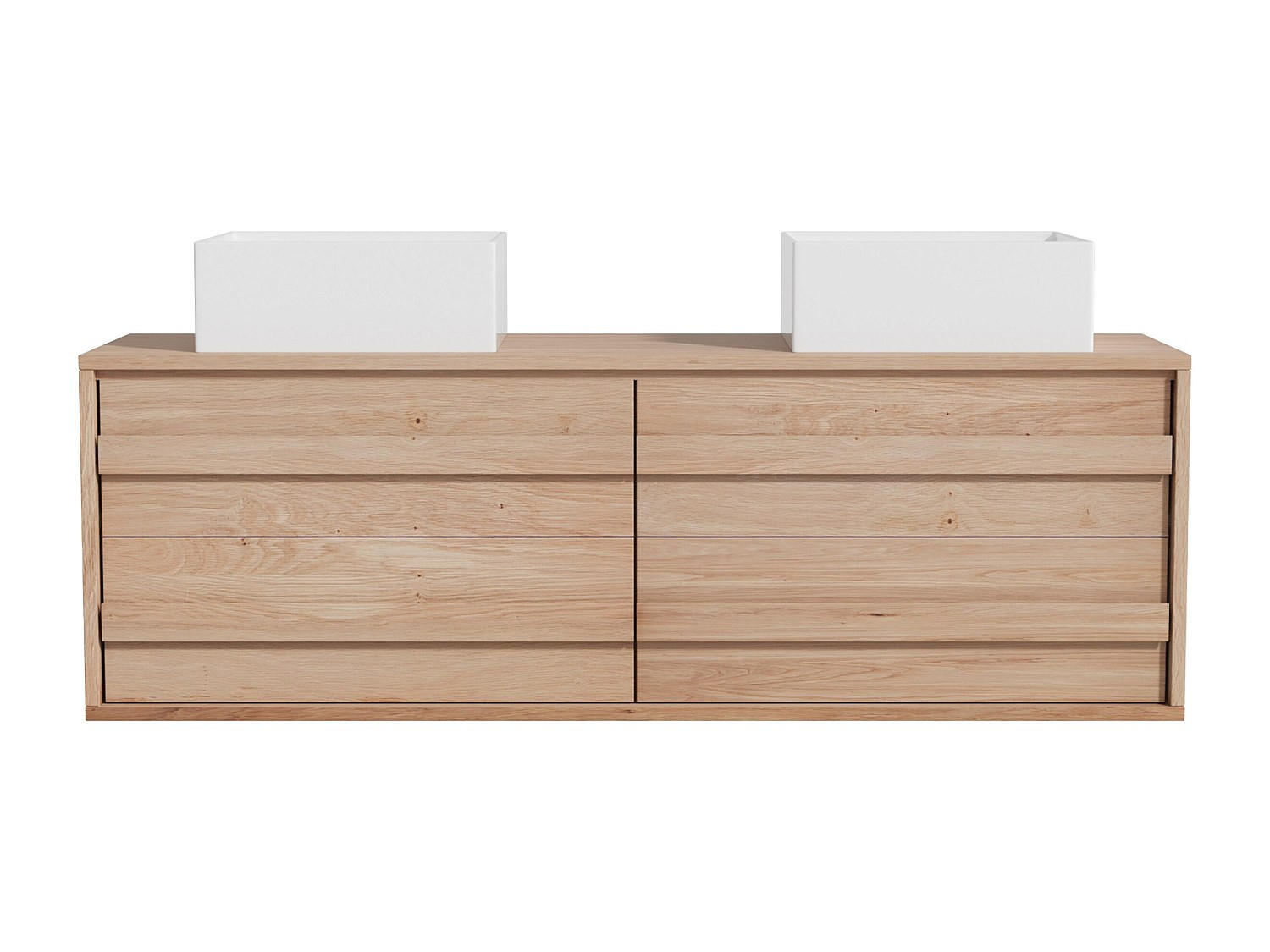 DOPPELWASCHTISCH - 150 cm x 46 cm - Holz, Platte - Naturfarben Hell - SARLO - Naturfarben, Holz (150/50/46cm) - Vente-Unique