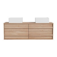 DOPPELWASCHTISCH - 150 cm x 46 cm - Holz, Platte - Naturfarben Hell - SARLO - Naturfarben, Holz (150/50/46cm) - Vente-Unique