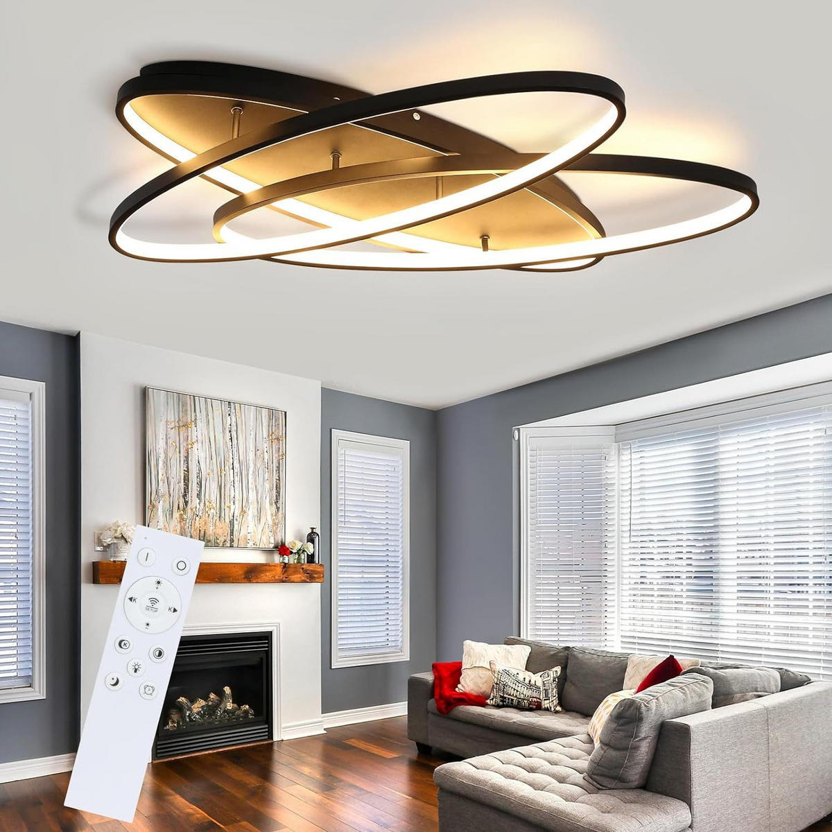 LED-DECKENLEUCHTE Erik 62/60/9.5 cm - Schwarz, Metall (62/60/9.5cm) - Nettlife
