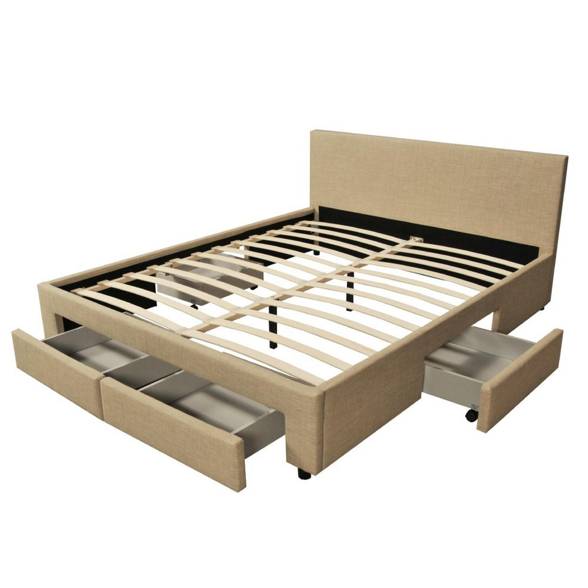 BETT LUGANO mit Schubladen/ Bett 160x200 - Beige - Beige, Holzwerkstoff (160/200cm) - Weber Industries