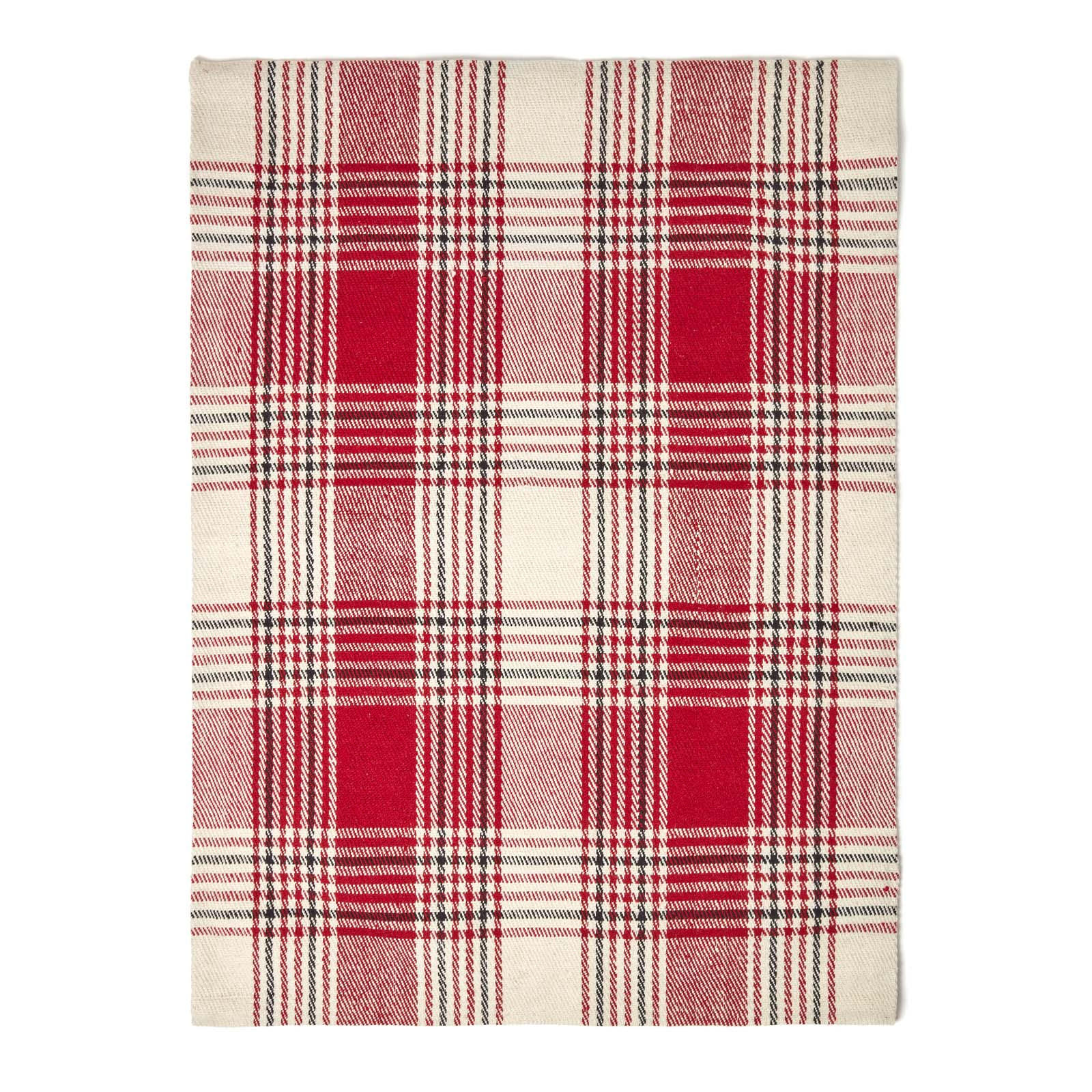 HANDWEBTEPPICH Walker kariert 70/120 cm - Rot, Textil (70/120cm) - Homescapes