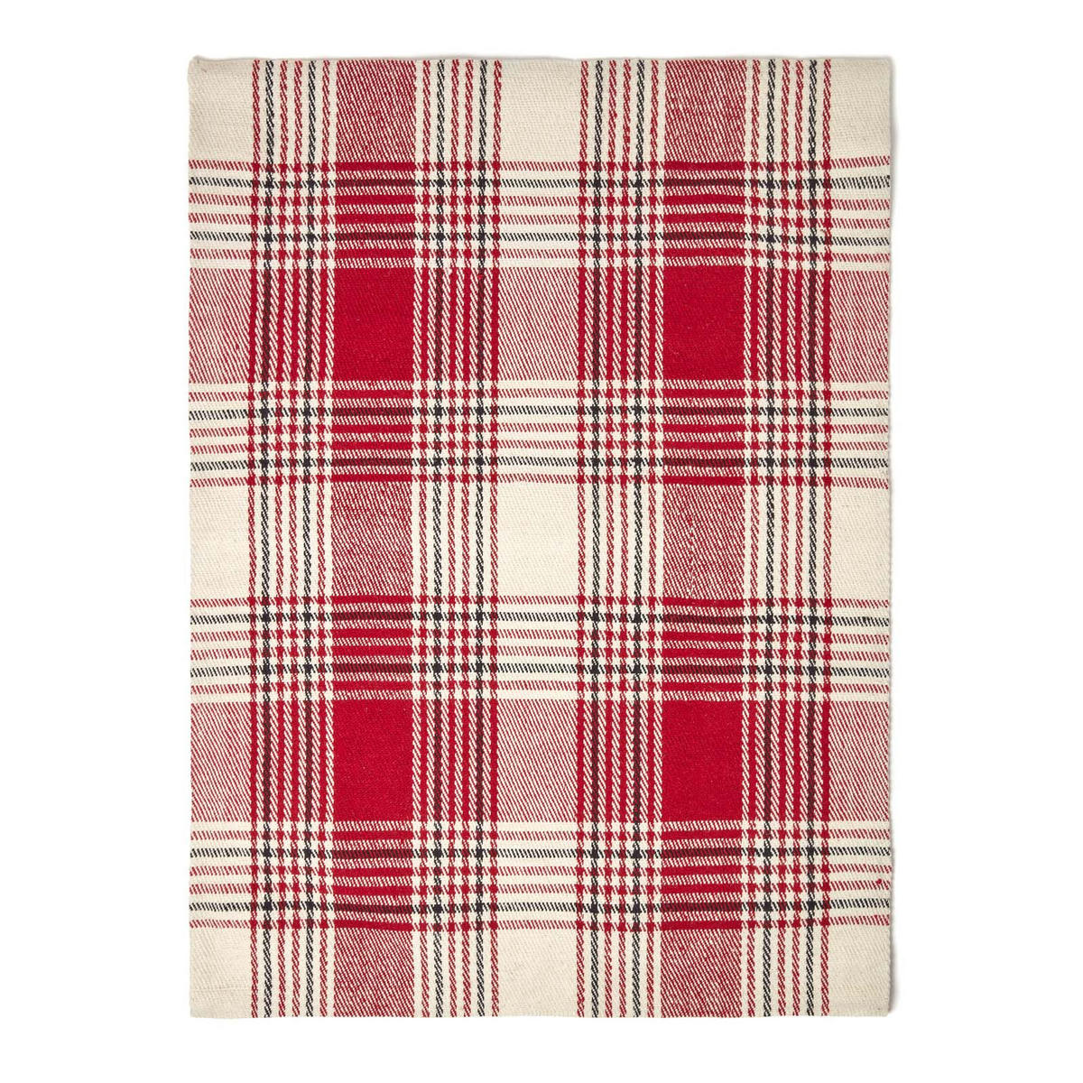 HANDWEBTEPPICH Walker kariert 70/120 cm - Rot, Textil (70/120cm) - Homescapes