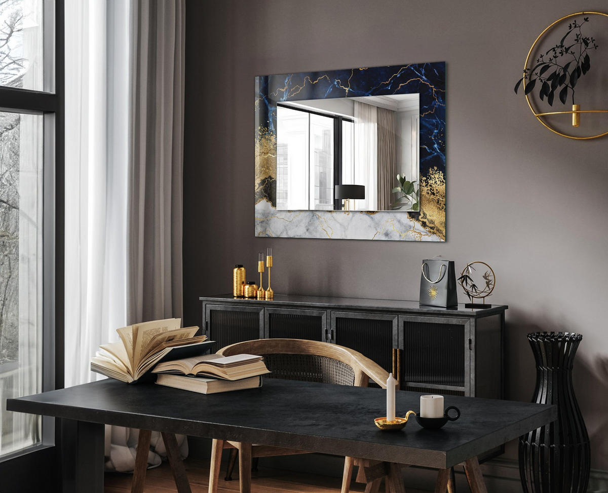 SPIEGEL 80 x 60 cm Rechteckig mit Aufdruck - Dunkelblau, Glas (80/60/0.4cm) - TULUP