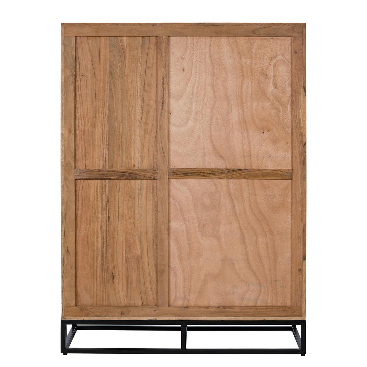 MASSIVES HIGHBOARD - Akazie / Schwarz - Schwarz/Braun, Holz/Metall (105/146/42cm) - home24