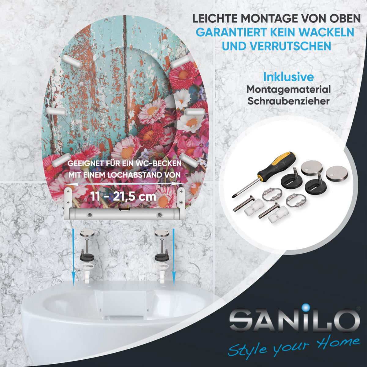 WC-SITZ mit Absenkautomatik & Top Fix Spring - Türkis, Holzwerkstoff (37.7/5.5/48cm) - Sanilo