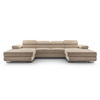 WOHNLANDSCHAFT Arborio Beige 352/202/90 cm mit Schlaffunktion - Beige/Schwarz, Textil/Metall (352/90/202cm) - AX Living