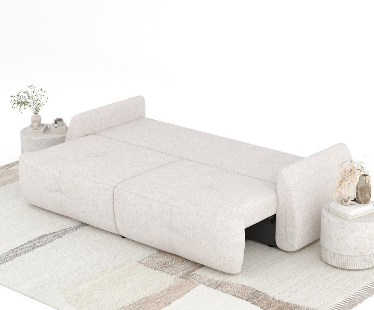 SCHLAFSOFA Loca Beige Webstoff - Beige/Schwarz, Holz/Holzwerkstoff (248/92/103cm) - Maison de Reve
