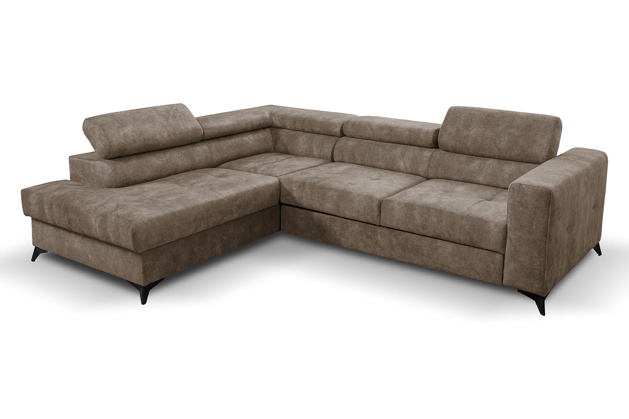 ECKSOFA Palermo L-Form mit Schlaffunktion Bettkasten 267 cm Wohnzimmer links braun - Braun, Kunststoff (106/267cm) - Margaret Hadas24