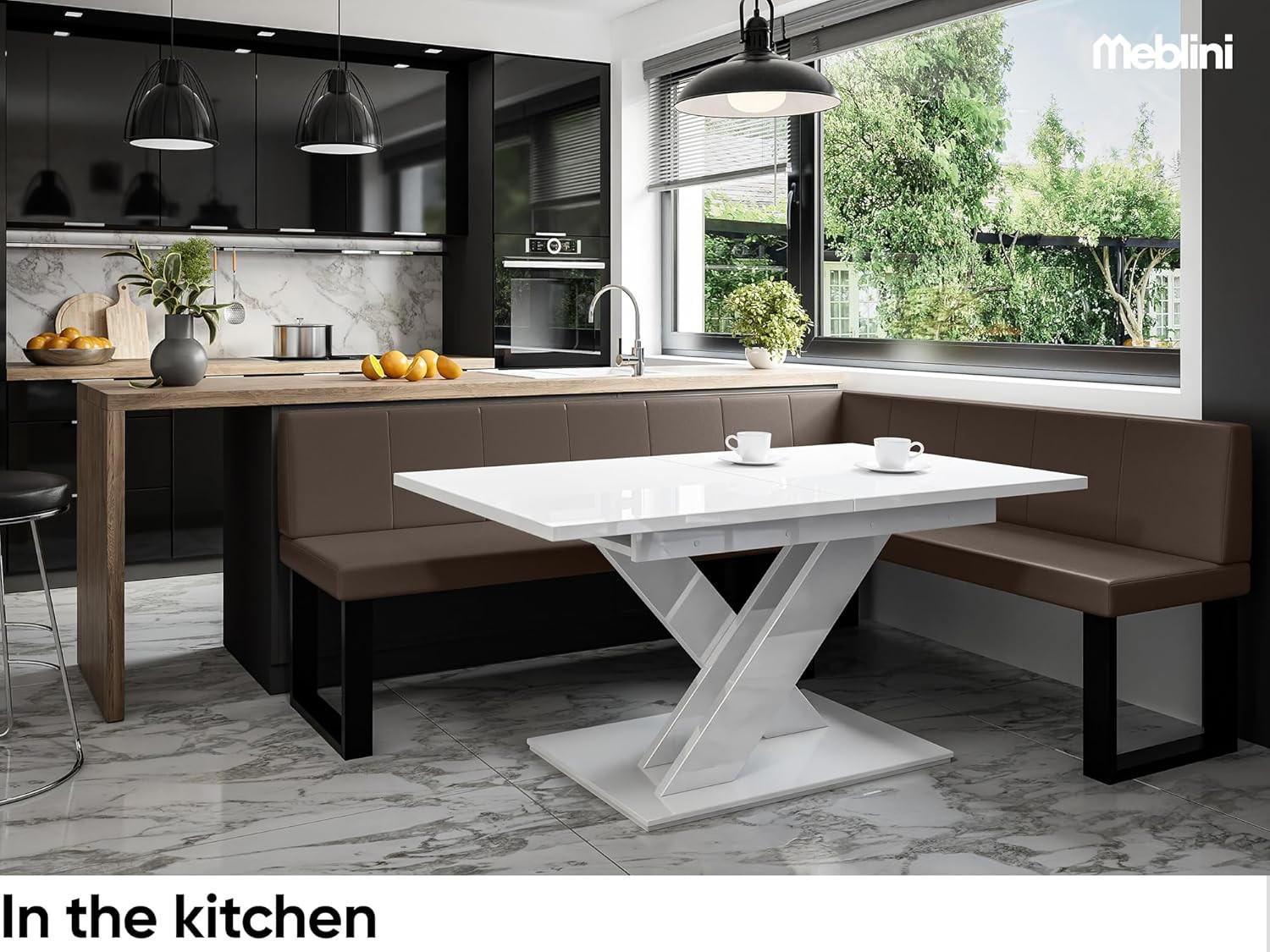 ECKBANK PETER_U - Braun, Leder (142/196cm) - Meblini