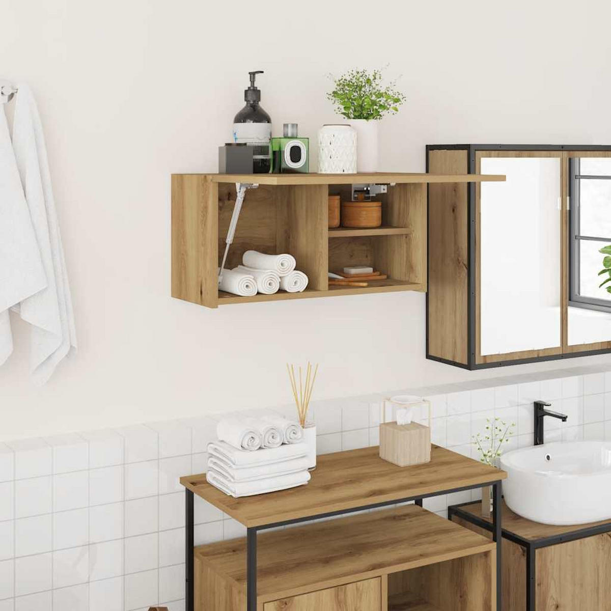 BAD-WANDSCHRANK Artisan-Eiche 60/25/30 Cm Holzwerkstoff - Braun, Holzwerkstoff (25/30/60cm) - vidaXL
