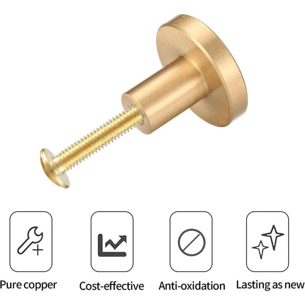 SCHRANKKNOPF Gold 6er-Set 25 mm - Multicolor, Metall (2.5/3/2cm)