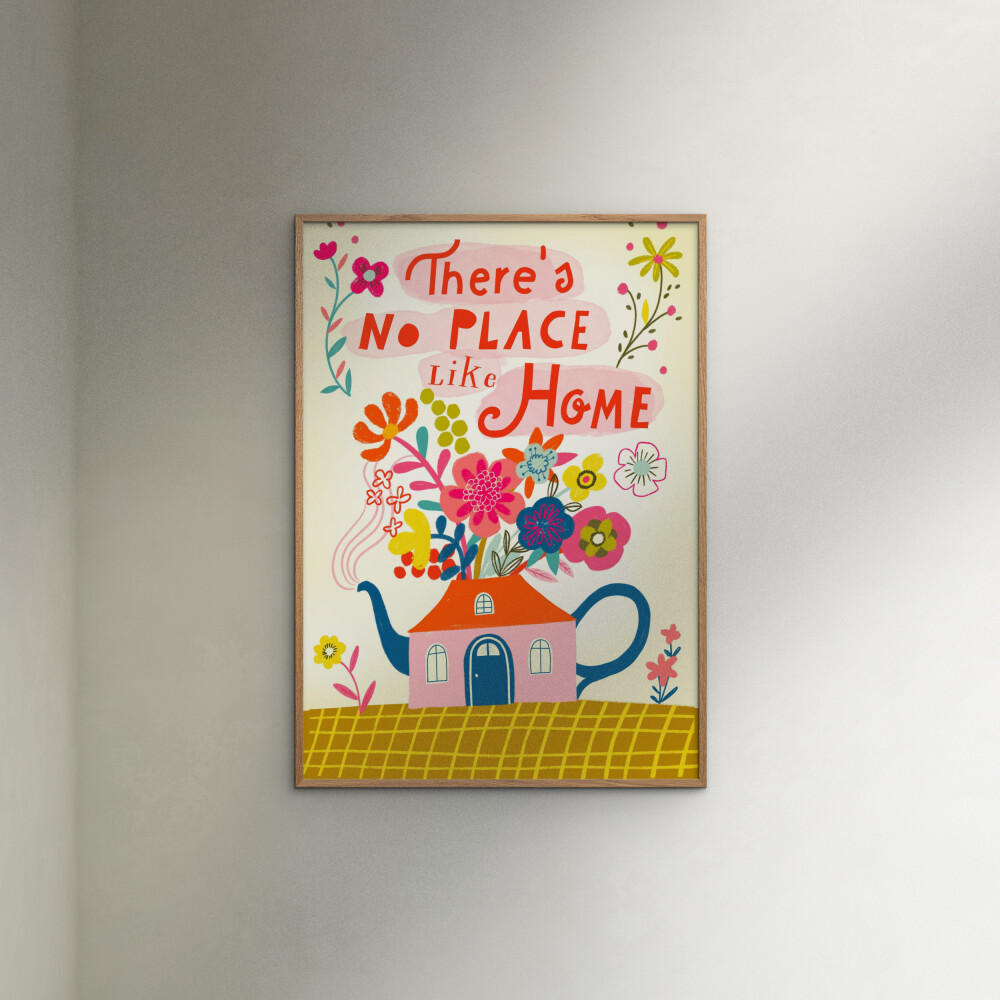 POSTER mit Rahmen Affordable Art Prints x Uta Krogmann - No Place like Home - Eichefarben/Multicolor, Holz/Papier (70/100cm) - Poster&Frame