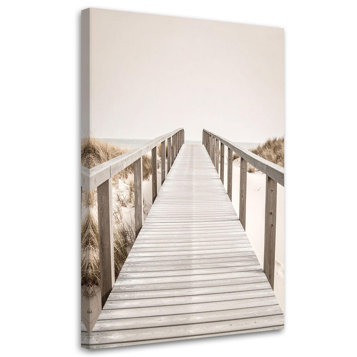 LEINWANDBILD Pier Strandlandschaft Natur 80x120cm - Beige, Textil (80/120cm) - Feeby