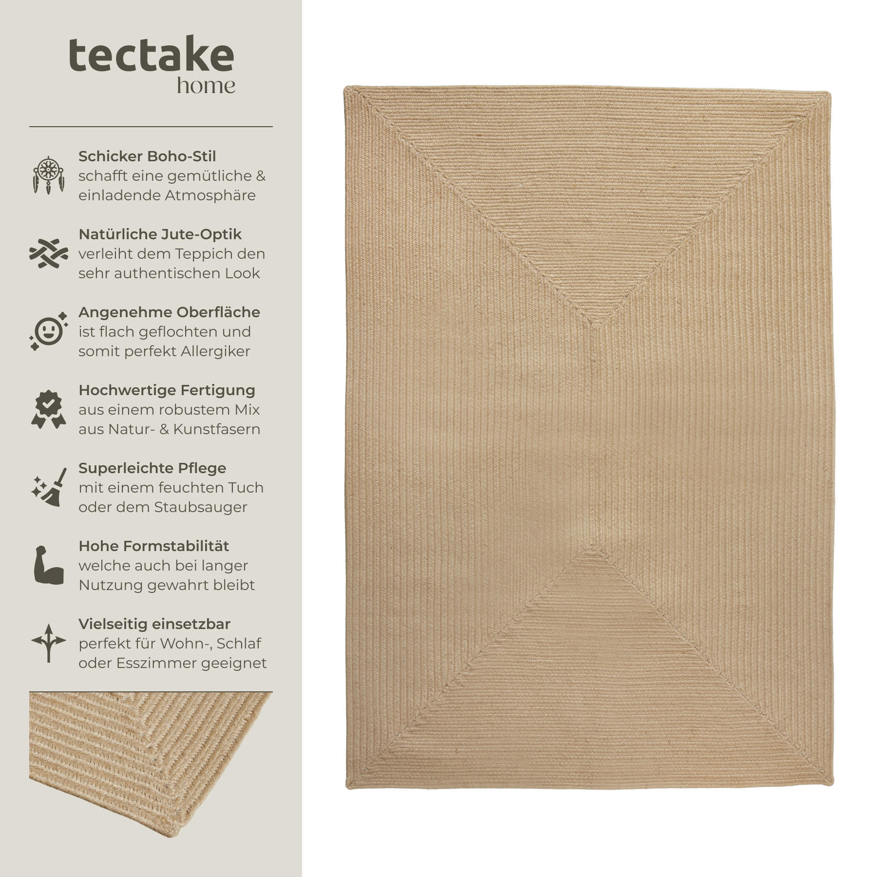 GEFLOCHTENER-TEPPICH Vibe,strapazierfähig und pflegeleicht,braun - Braun, Textil (120/170cm) - tectake