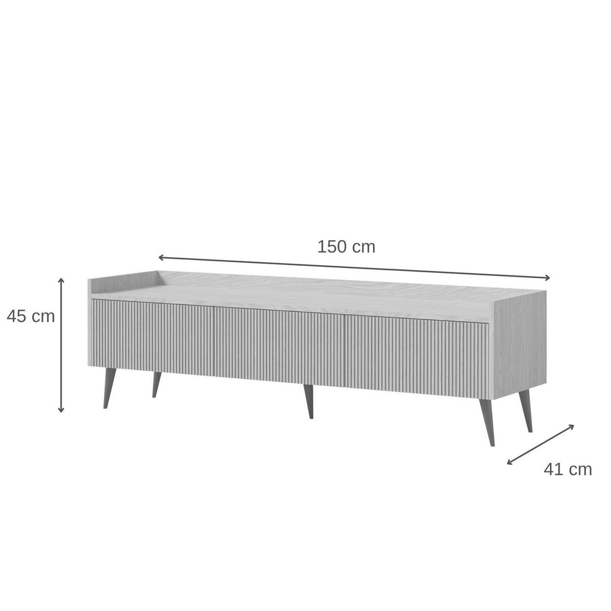 WOHNWAND Amfali 4-teilig –Lowboard, Kommode, Regal und Couchtisch, Push-to-open, Walnussfarben - Walnussfarben/Schwarz, Holzwerkstoff/Metall (150/180/41cm) - Beautysofa