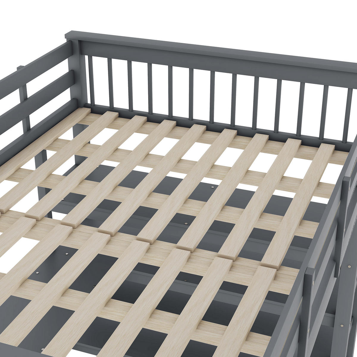 HOCHBETT 140/200 cm grau mit Ablagefächern und Unterbettschreibtisch - Grau, Holz (140/200cm) - OKWISH