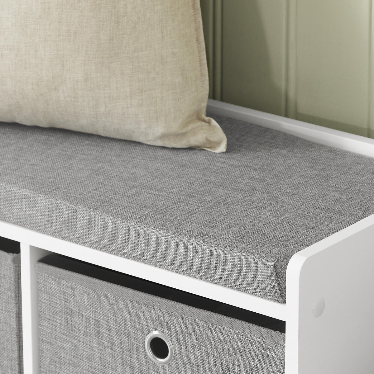 SCHUHBANK Grau - Weiß, Holzwerkstoff (102/45/32cm) - SoBuy