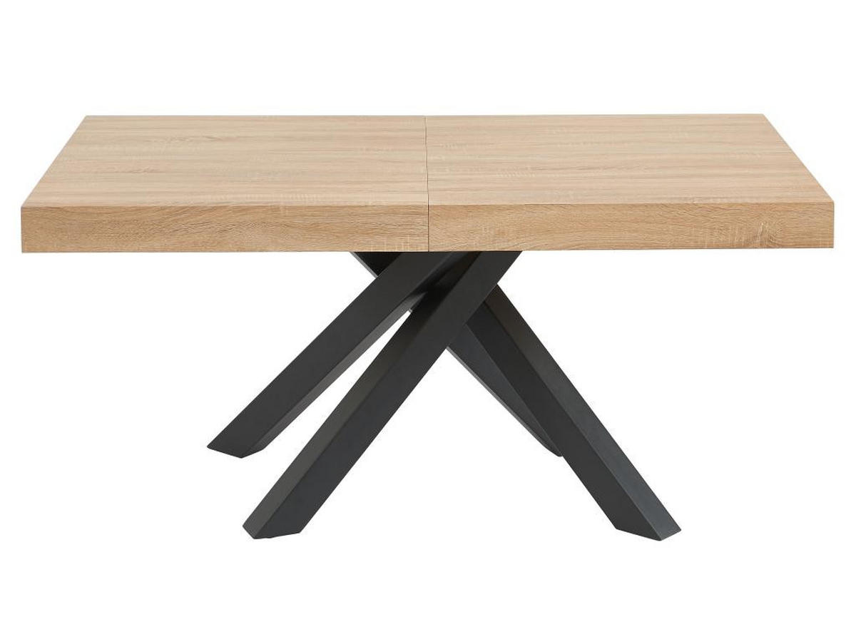 ESSTISCH ausziehbar - 6 bis 10 Personen - MDF & Metall - Naturfarben & Schwarz - CATONAV - Schwarz/Naturfarben, Holz (240/90/75cm) - Vente-Unique