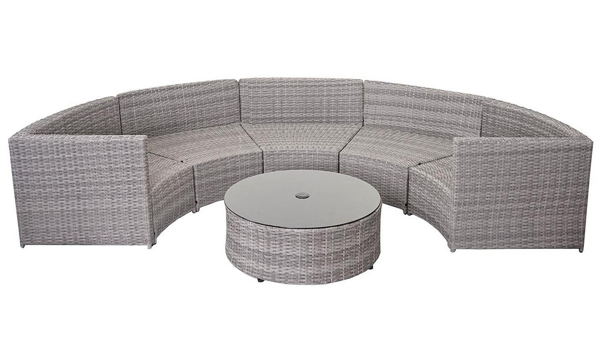 GARTENSET rund Grau Dunkelgrau Kissen Beige - Grau, Metall - PROREGAL