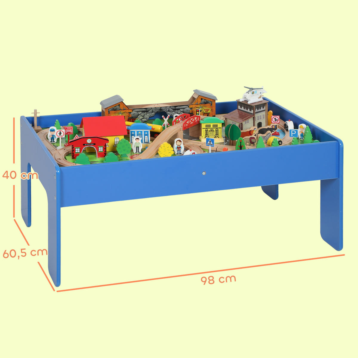 SPIELTISCH Buchenholz MDF Blau - Blau, Holz (60.5/40/98cm) - AIYAPLAY