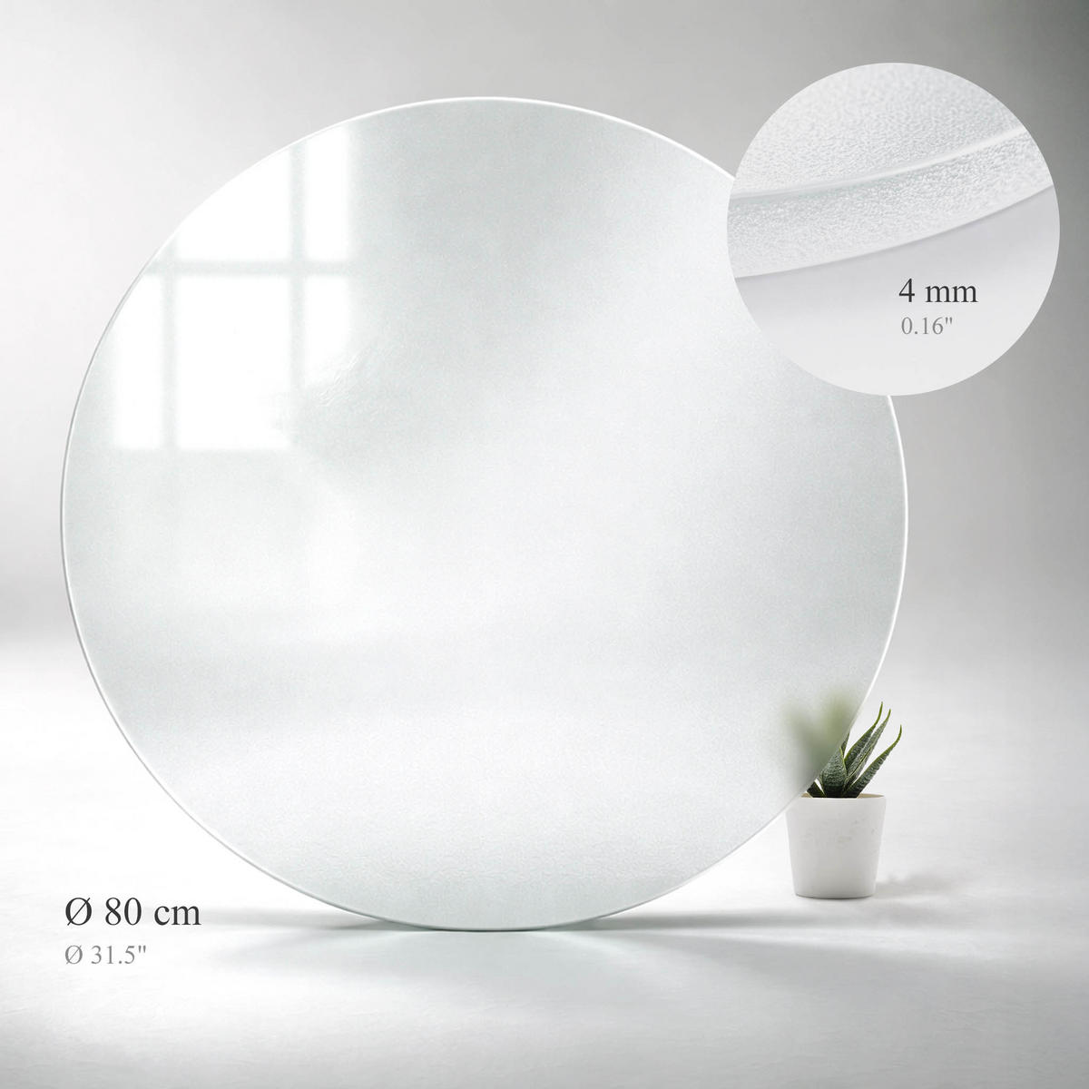 TISCHPLATTE Ø80 cm milchglas - Transparent, Glas (80/80/0.4cm) - TULUP