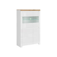 VITRINENSCHRANK DAMINO teilweise verglast, weiß - Eiche Wotan/Weiß, Holz (98/157/42cm) - KONSIMO®