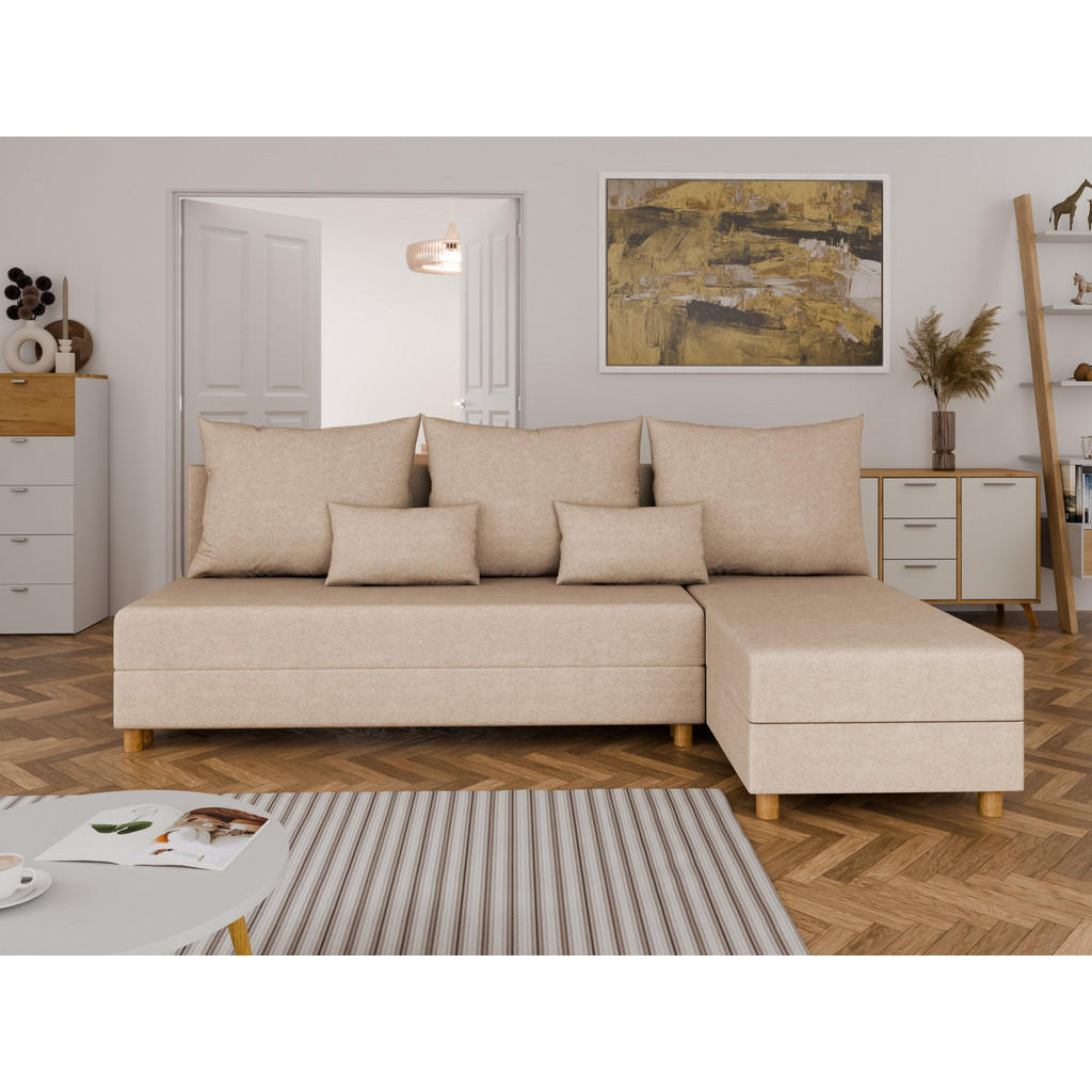 Thumbnail - Panda Möbel Ecksofa, Beige, Holz, 214x122 cm, Wohnzimmer, Sofas & Couches, Wohnlandschaften, Ecksofas