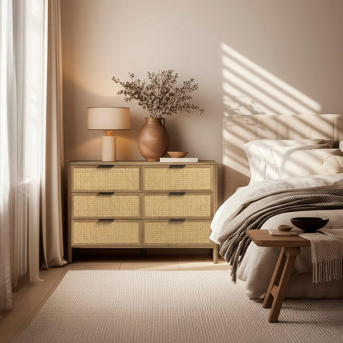 SCHUBLADENKOMMODE DOPPELTE Bent Natürlich 120 cm x 76 cm - Naturfarben, Holzwerkstoff (120/76/40cm)