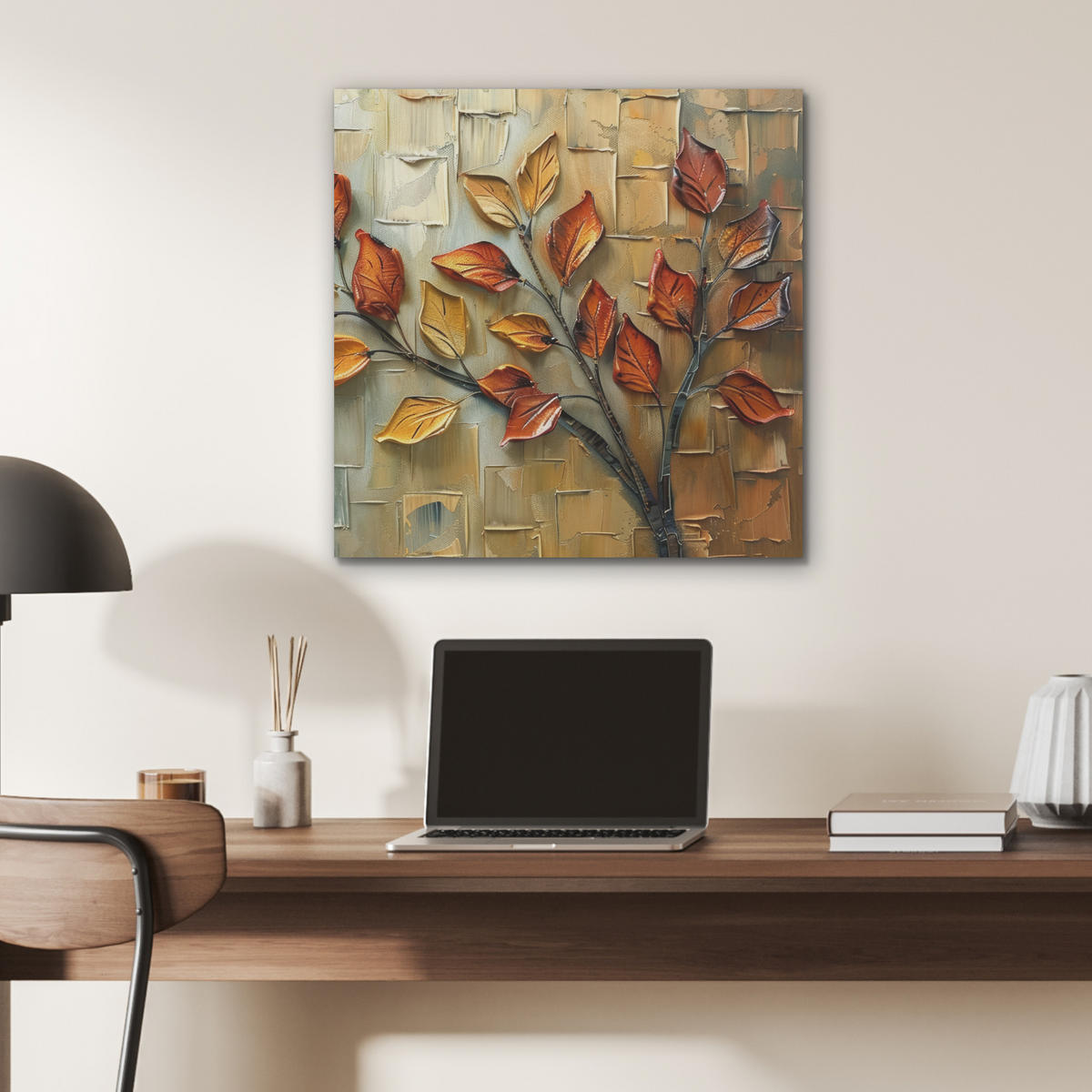 AKUSTIKBILD Baum - Abstrakt - Natur - Kunst Wandbilder 60x60 cm - Goldfarben, Kunststoff (60/60/0.9cm) - MuchoWow