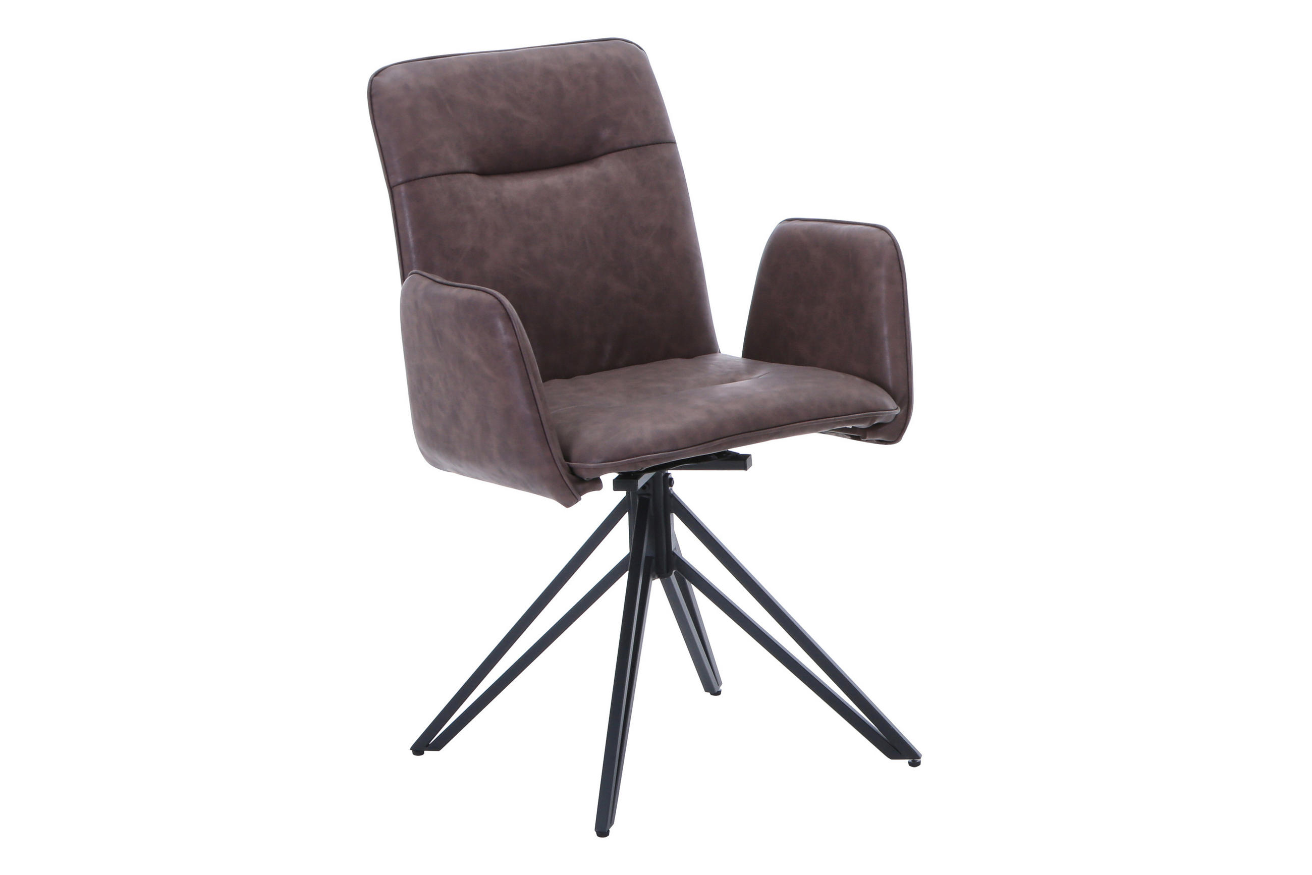 DREHSTUHL CEBU - Nussbaumfarben/Schwarz, Leder/Metall (50/85/50cm) - SAM