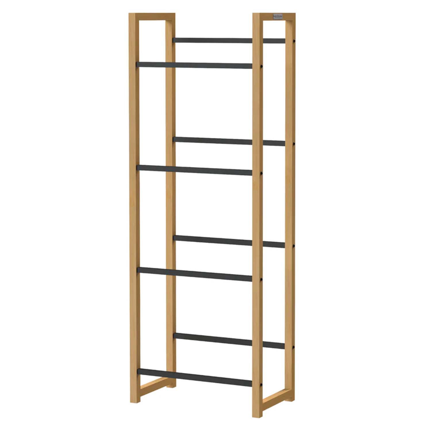 2ER Set Getränkekistenregal mit Ablage - Bambus / Schwarz - 8 Kisten - Naturfarben, Holz (56/153/32cm) - holz4home