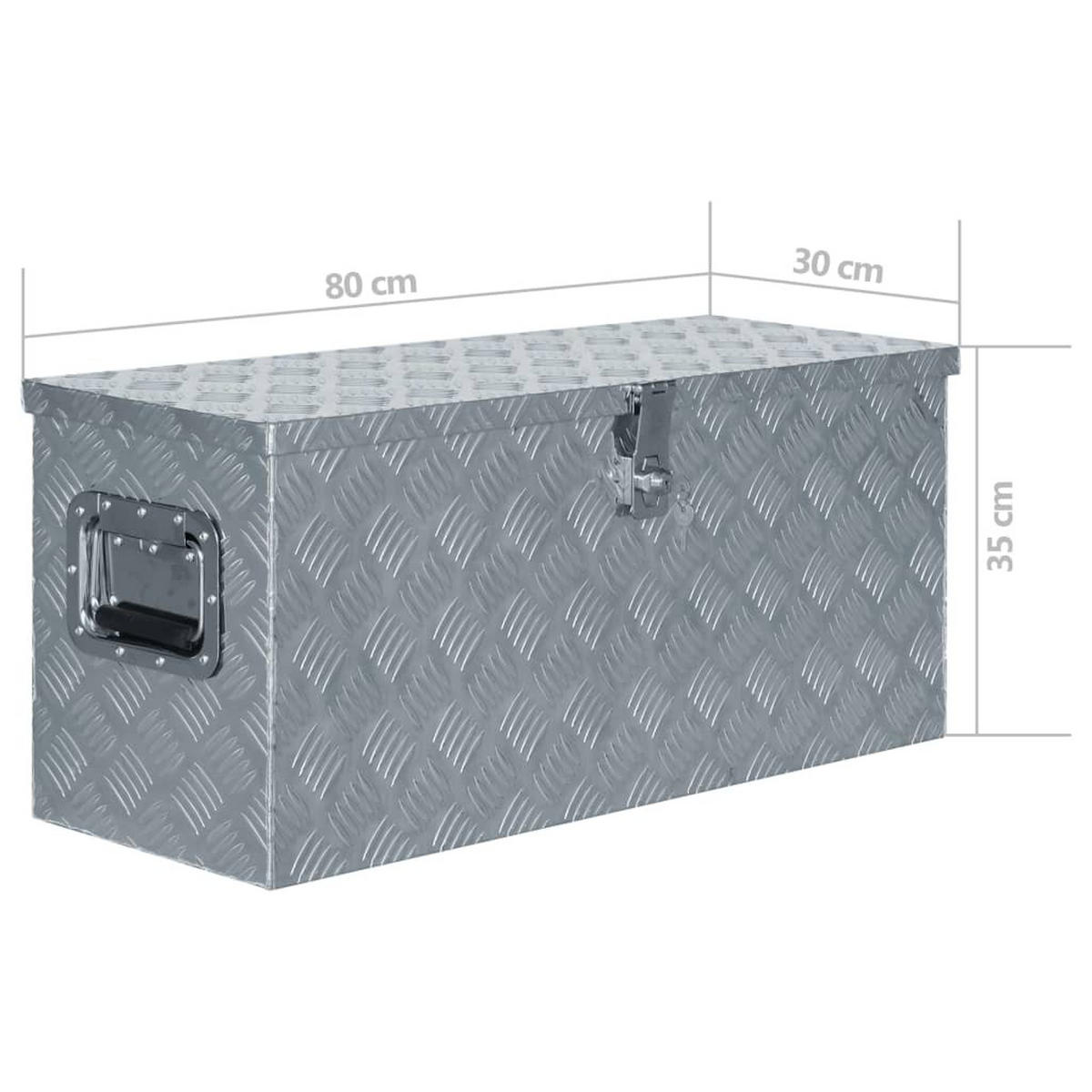 ALUMINIUMBOX mit Deckel Metallkiste 80x30x35 cm Silber - Silberfarben, Metall (80/35/30cm) - DELUKE