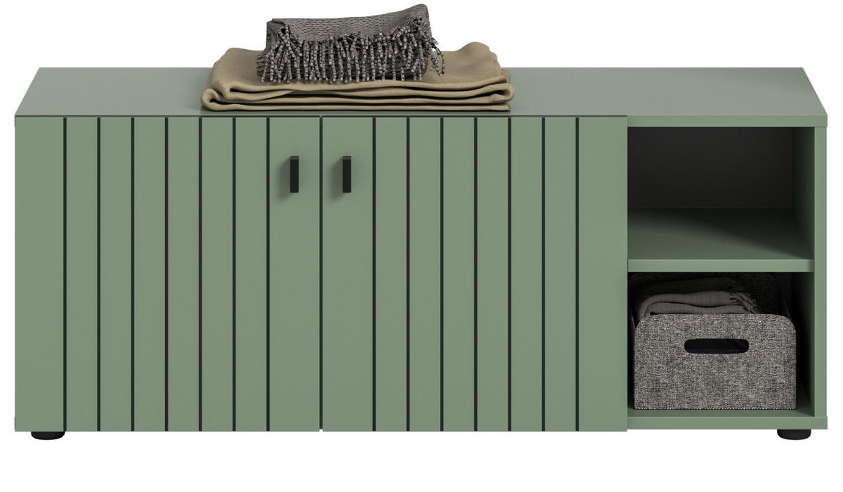 GARDEROBENBANK grün 106 cm, Garderobe Sitzbank mit Stauraum - Schwarz/Grün, Holzwerkstoff/Kunststoff (106/43/37cm) - Inn.Furn