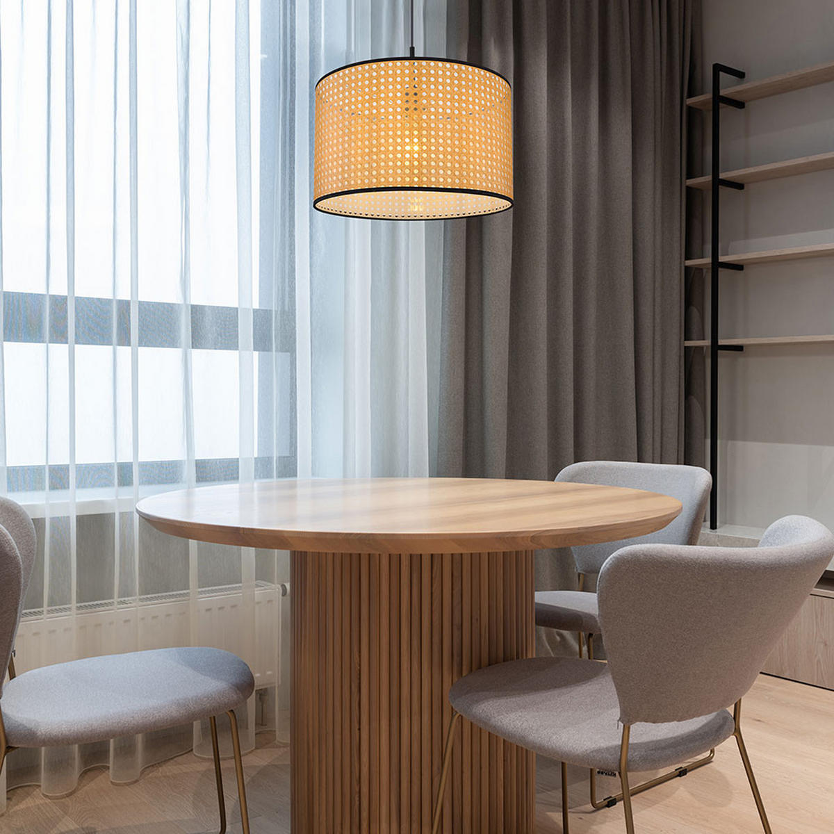 HÄNGELEUCHTE Bambus-Optik Braun Natur - Braun, Metall (45/45/140cm) - Globo Lighting