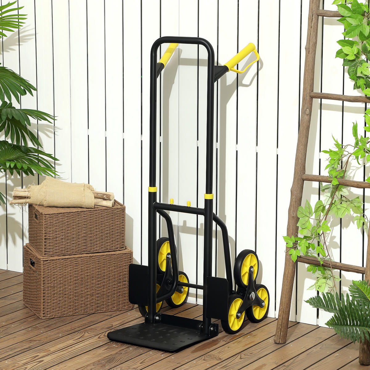 TREPPENSACKKARREN DE-18162 120 kg, 6-Rollen, klappbar Gelb - Gelb, Metall (44/67/106.5cm) - ComfortXL