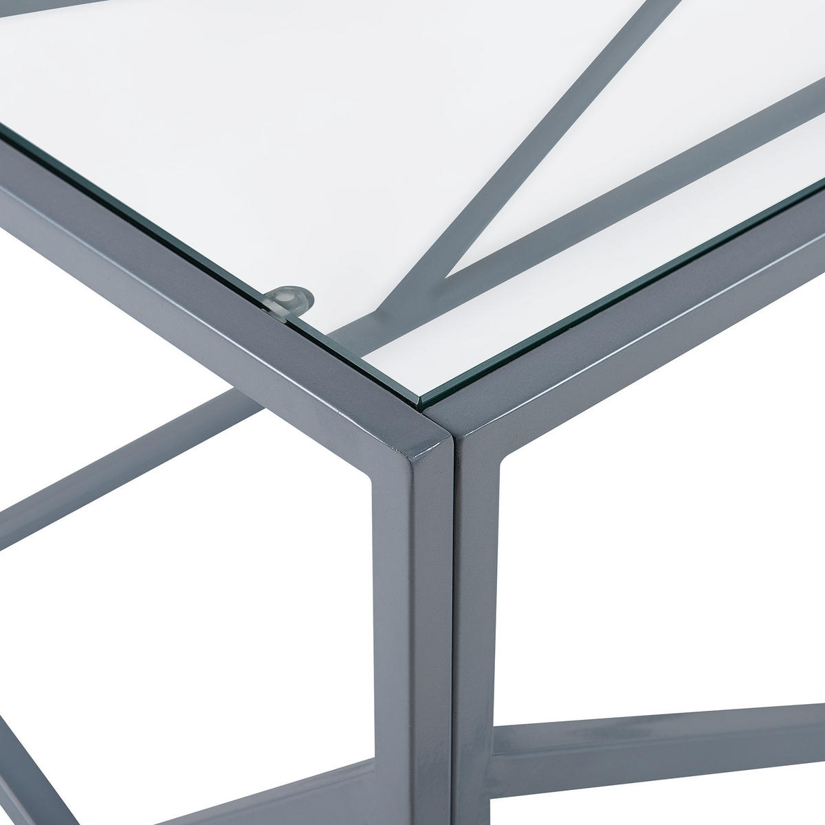 COUCHTISCH Glas silber rechteckig 50/100 cm Orland - Silberfarben, Glas (50/100/45cm) - Beliani