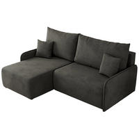 ECKSCHLAFSOFA ARPA L Dunkelgrau Velvet - links - Dunkelgrau/Schwarz, Kunststoff/Textil (198/150cm) - MKS
