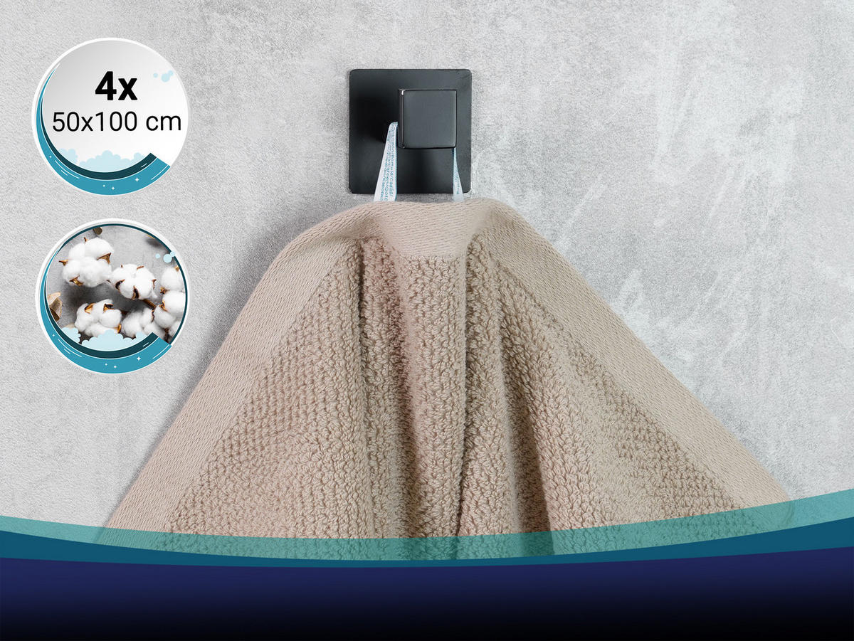 HANDTÜCHER, 4er-Set, 50x100 cm, 100% Baumwolle, Grau - Grau, Textil (50/100cm) - Zollner