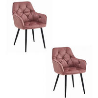 ESSZIMMERSTUHL 2-er Set LUKK rosa Sitz, schwarze Beine - Pink/Schwarz, Textil (56/83.5/62cm) - Valora