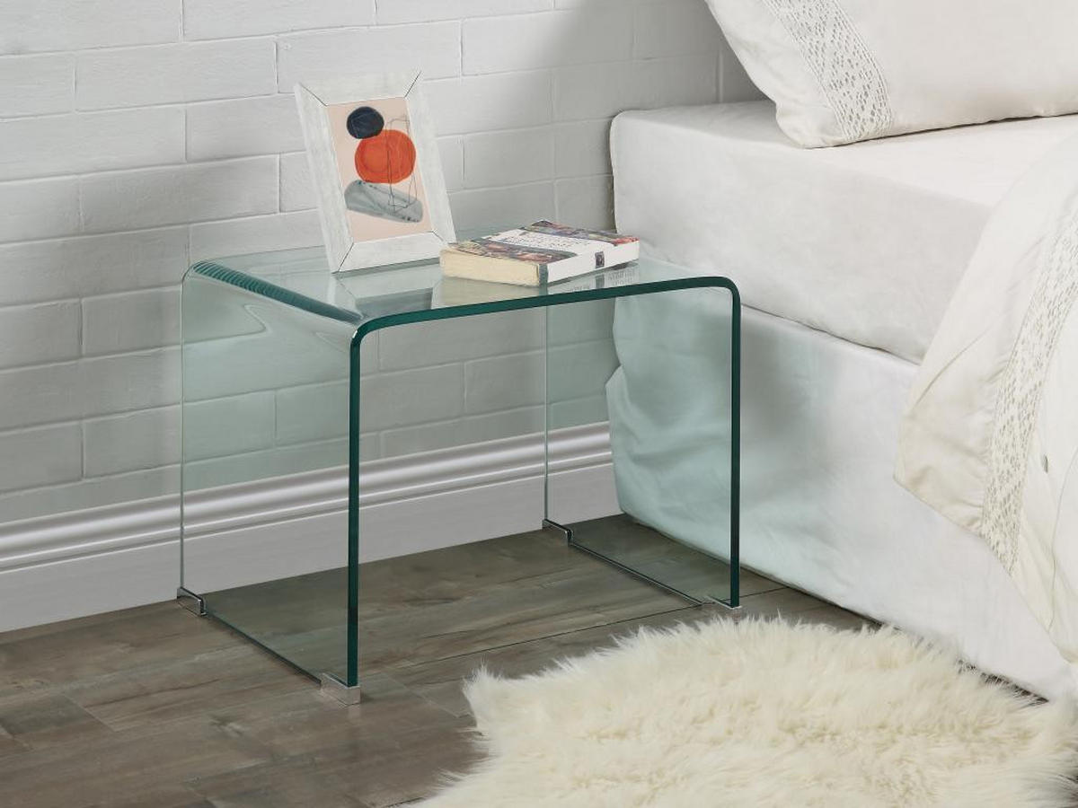 2ER-SET Nachttische - Glas - SUZANA - Transparent, Glas (40/40/50cm) - Vente-Unique
