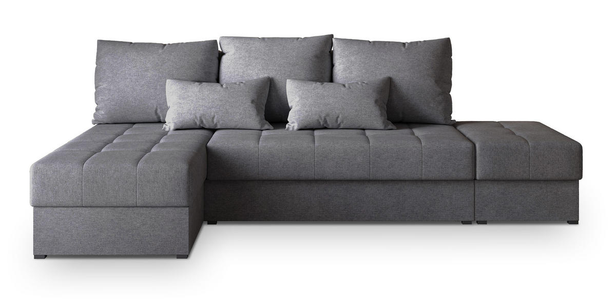 ROHOVÁ SEDAČKA NORVI šedá - šedá, dřevo/textil (251/143cm) - MASSENO