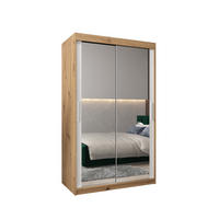 SCHWEBETÜRENSCHRANK 200/120/62 2-türig - Silberfarben/Weiß, Holz/Kunststoff (120/200/62cm) - Abiks Möbel