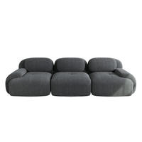 SOFA in Grau aus Cord mit rutschfester Unterseite - Grau, Textil (103/70/298cm) - Flora Grace