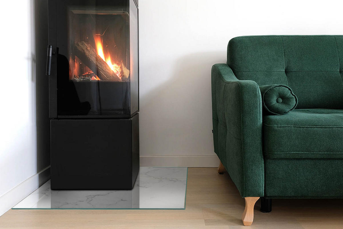 GLASPLATTE für Kamin 60x60 cm Weiß - Weiß, Glas (60/60/0.4cm) - ArtPrintCave