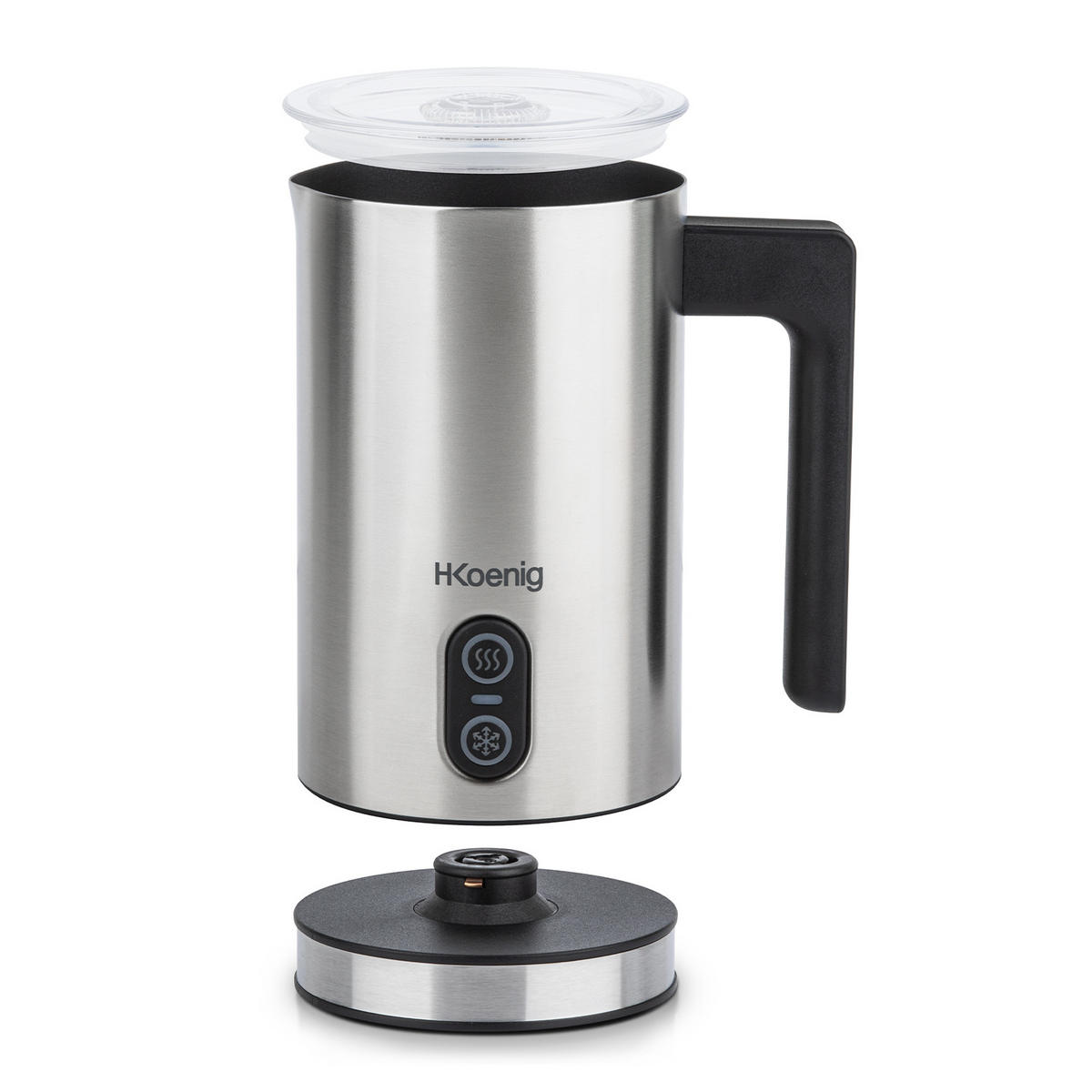 MILCHAUFSCHÄUMER MLK8 Grau, 0,24L -cremiger Kalt- oder Heißschaum, Antihaftbeschichtung, automatische Abschaltung, Edelstahl - Silberfarben, Metall - HKoenig