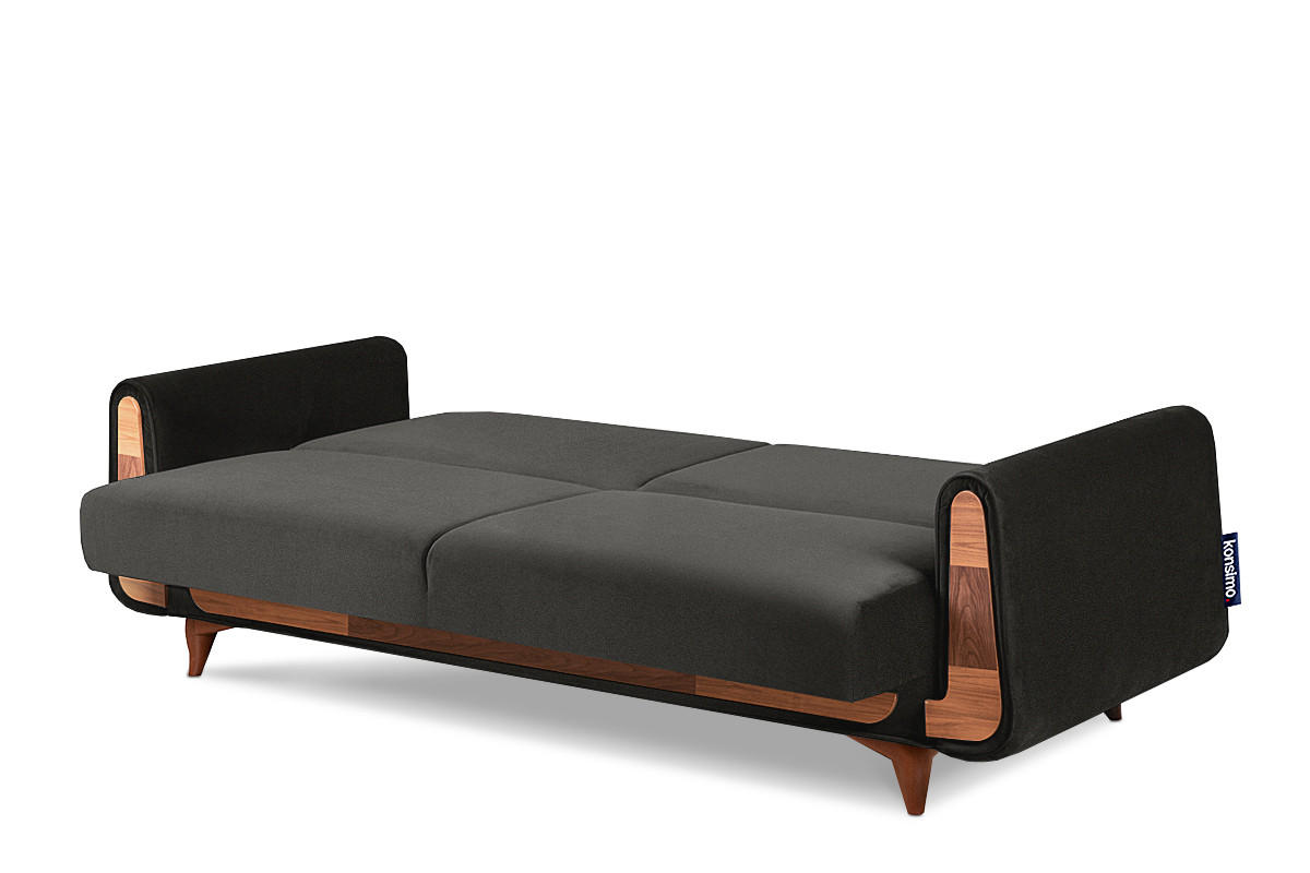 3-SITZER SCHLAFSOFA GUSTAVO mit Armlehnen, anthrazit - Anthrazit/Braun, Textil (230/98/98cm) - KONSIMO®