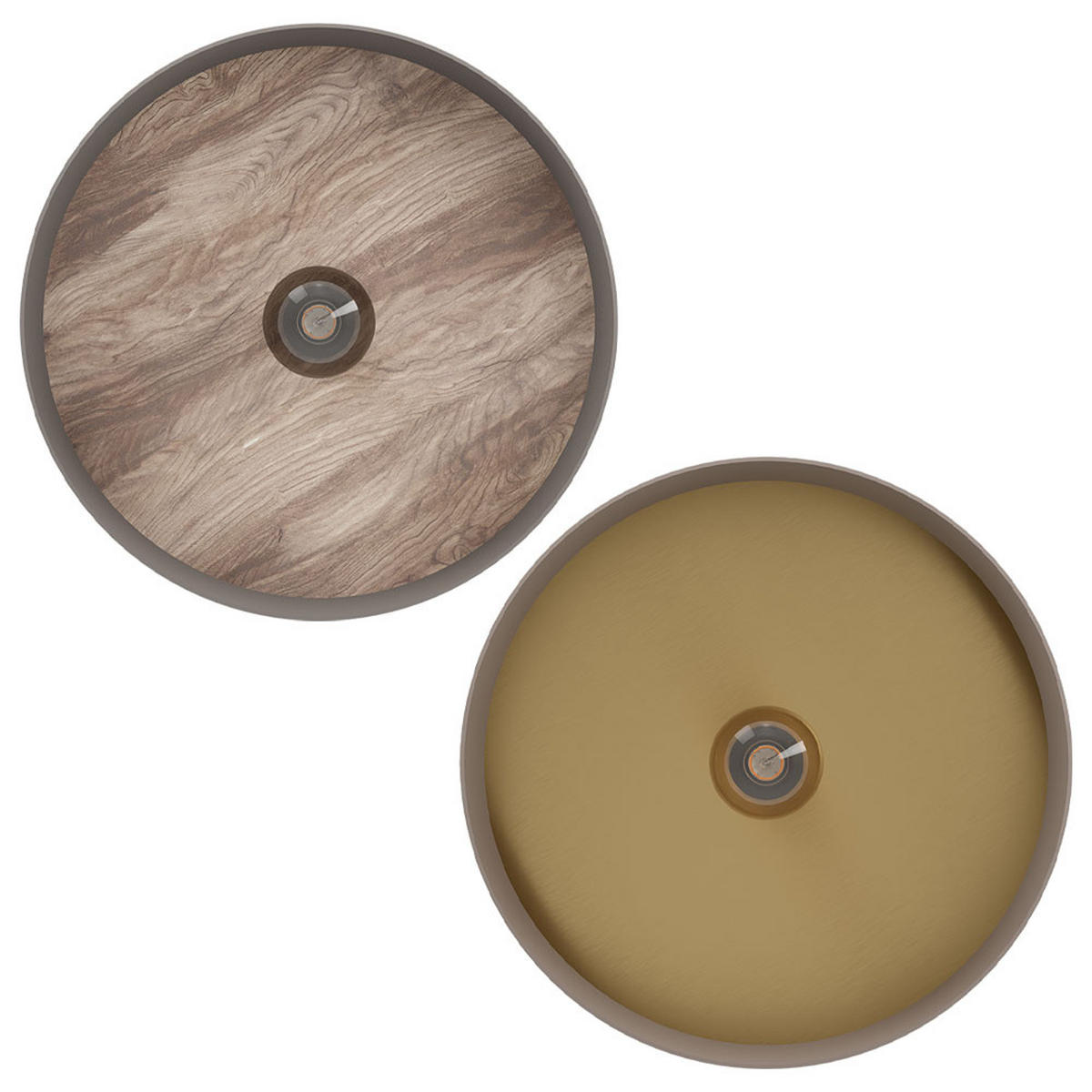 LED DECKENLEUCHTE Stahl Holz Braun - Braun, Holz (42/42/16cm)